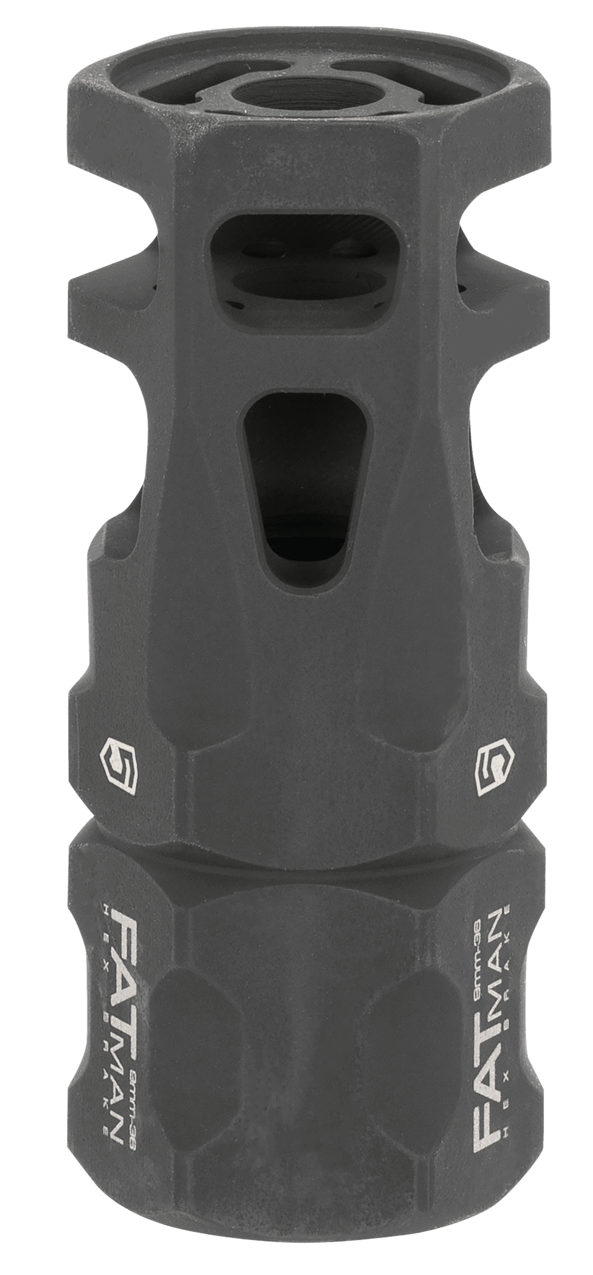 Phase 5 Fatman9mm Hex Brake Parkerized Steel 1/2-36 TPI 3in AR Platform