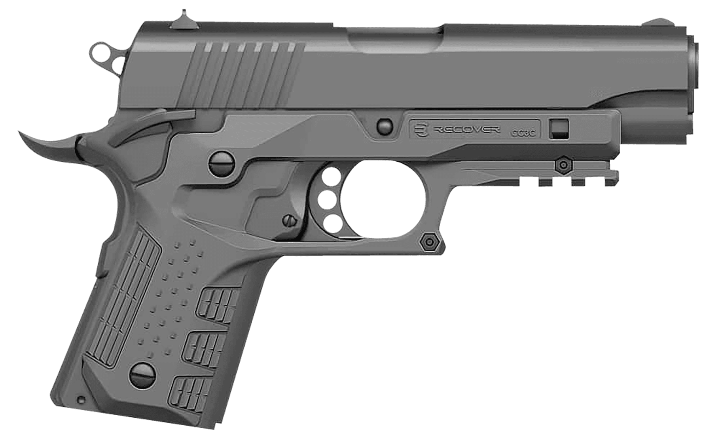 Recover Tactical CC3C04 Grip Rail System Gray Polymer Picatinny Compact 1911