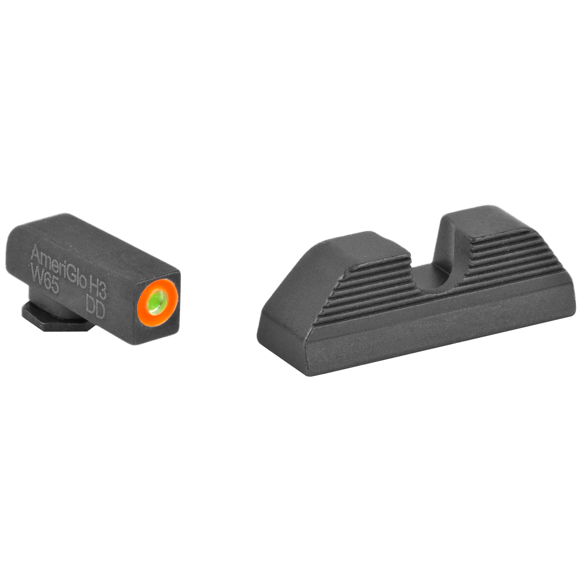AmeriGlo GL353 Glock Sight Green Tritium Front Orange Outline Serrated Rear