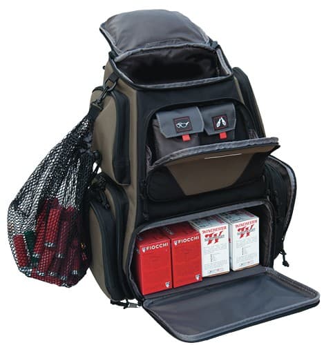 GPS Bags 1611SC Sporting Clays Backpack Olive w/Visual ID Storage System, Lockable Zippers, Storage Pockets, Pull-Out Rain Cover