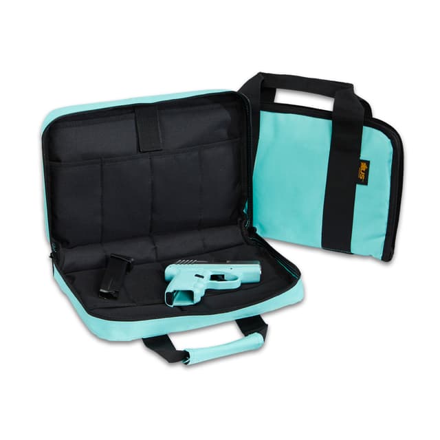 US PeaceKeeper P21122 Attache Case Robbin's Egg Blue 600D Polyester Holds Handgun