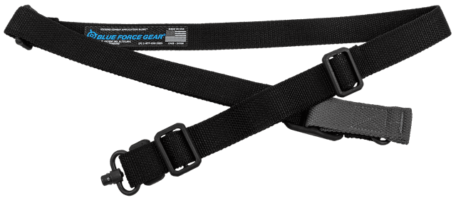 Blue Force Gear VCAS2TO1PB125AABK Vickers 221 Sling made of Black Cordura with 54"-64" OAL, 1.25" W, One-Two Point Design & Push Button Swivel for AR Platform