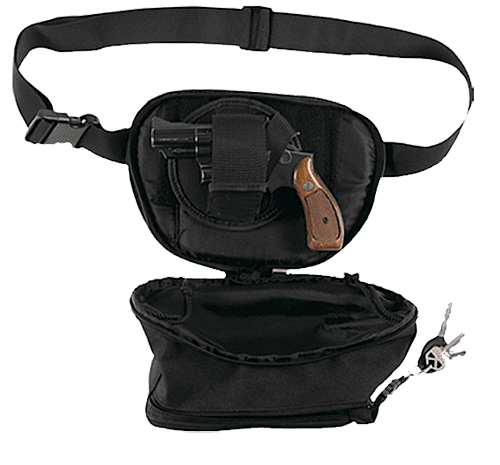 Bulldog BD850 Fanny Pack Small Handgun Holster Black Water-Resistant Nylon, Fits Up To 50" Waist, Ambidextrous