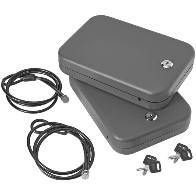 SnapSafe 75201 Lock Box Large Key Entry Black Steel 9.50" L x 6.50" W x 1.75" D 2pk