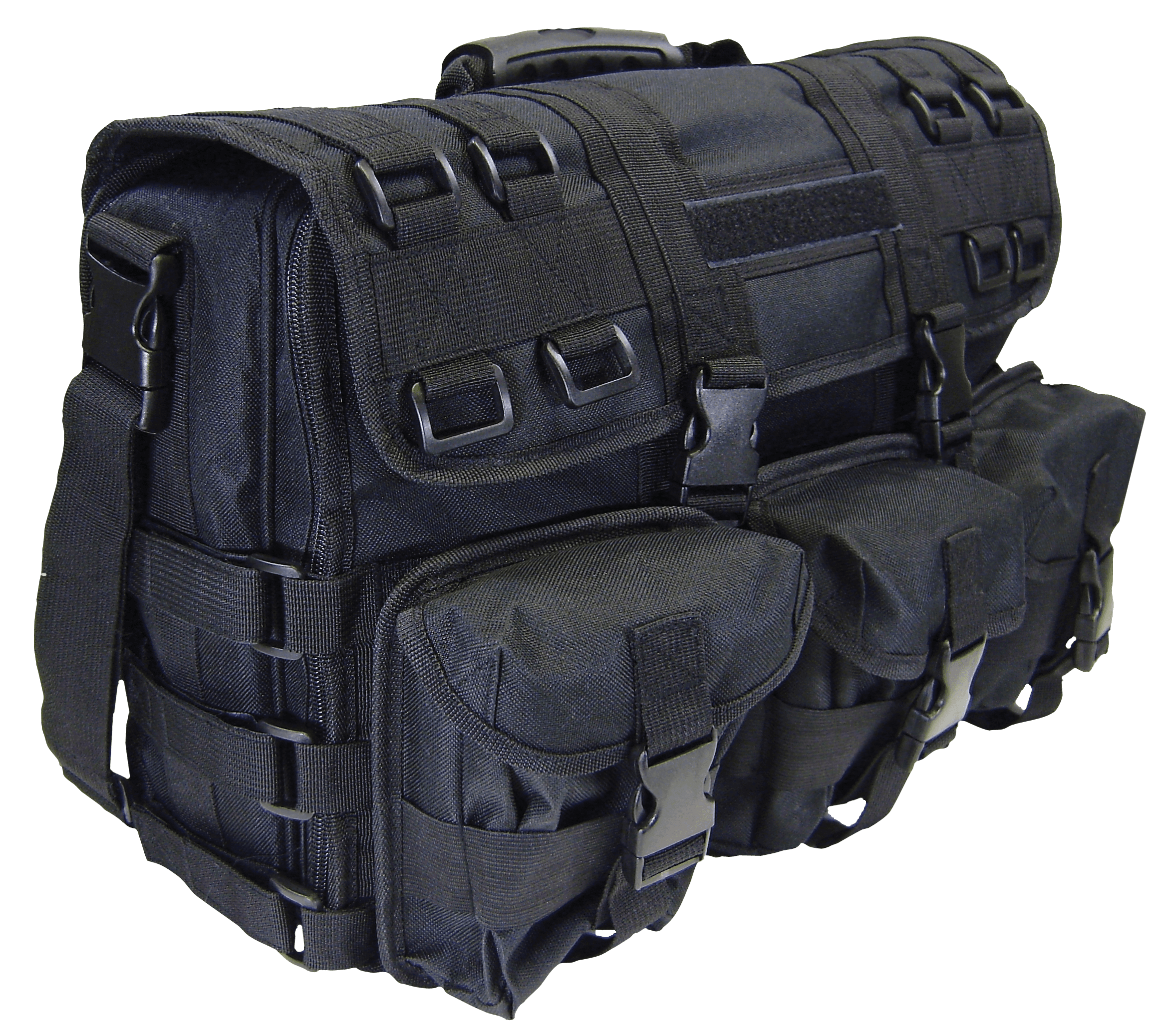 Peace Keeper SPOPCB Overnight  Black 600D Polyester with PVC Lining, Handgun Pocket, Detachable Pockets & Removable Shoulder Strap