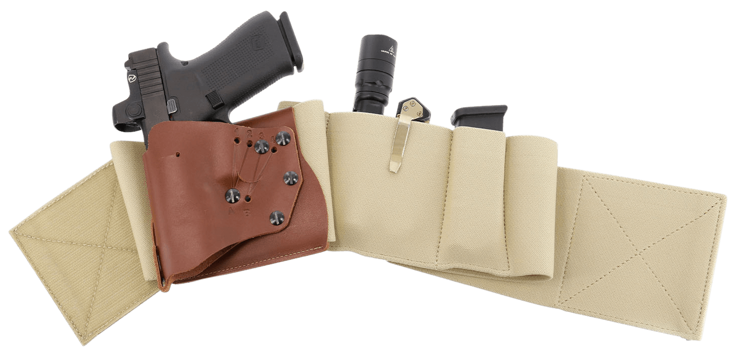 Galco UWERBKHXL UnderWraps Elite Khaki XL Leather/Nylon Handgun