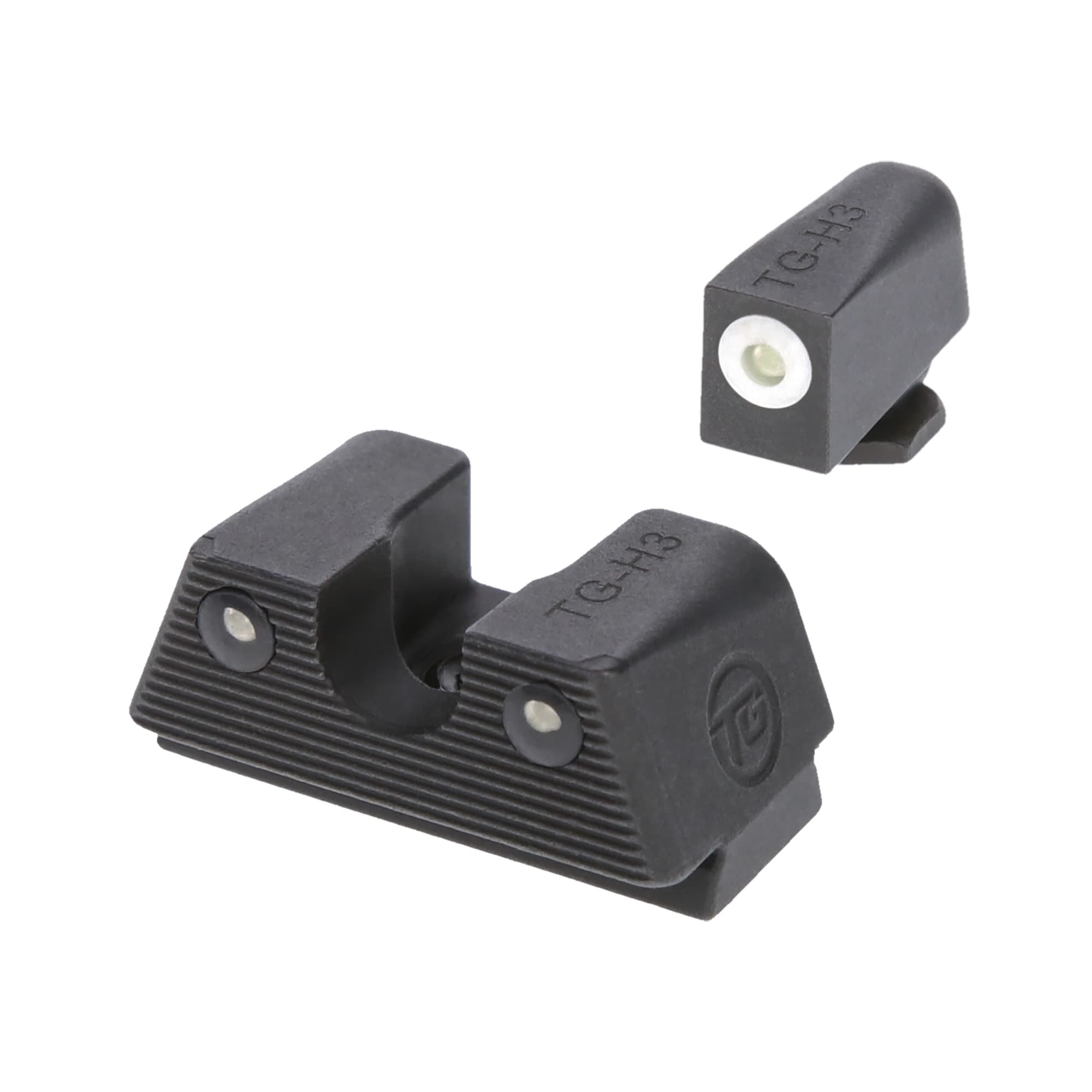 TruGlo TGTG231G1XW Tritium X Low, White Outline Tritium Front/ Green Tritium Rear/Black Nitride Fortress Frame, Compatible w/Most Glock Except MOS, Front Post/Rear Dovetail Mount