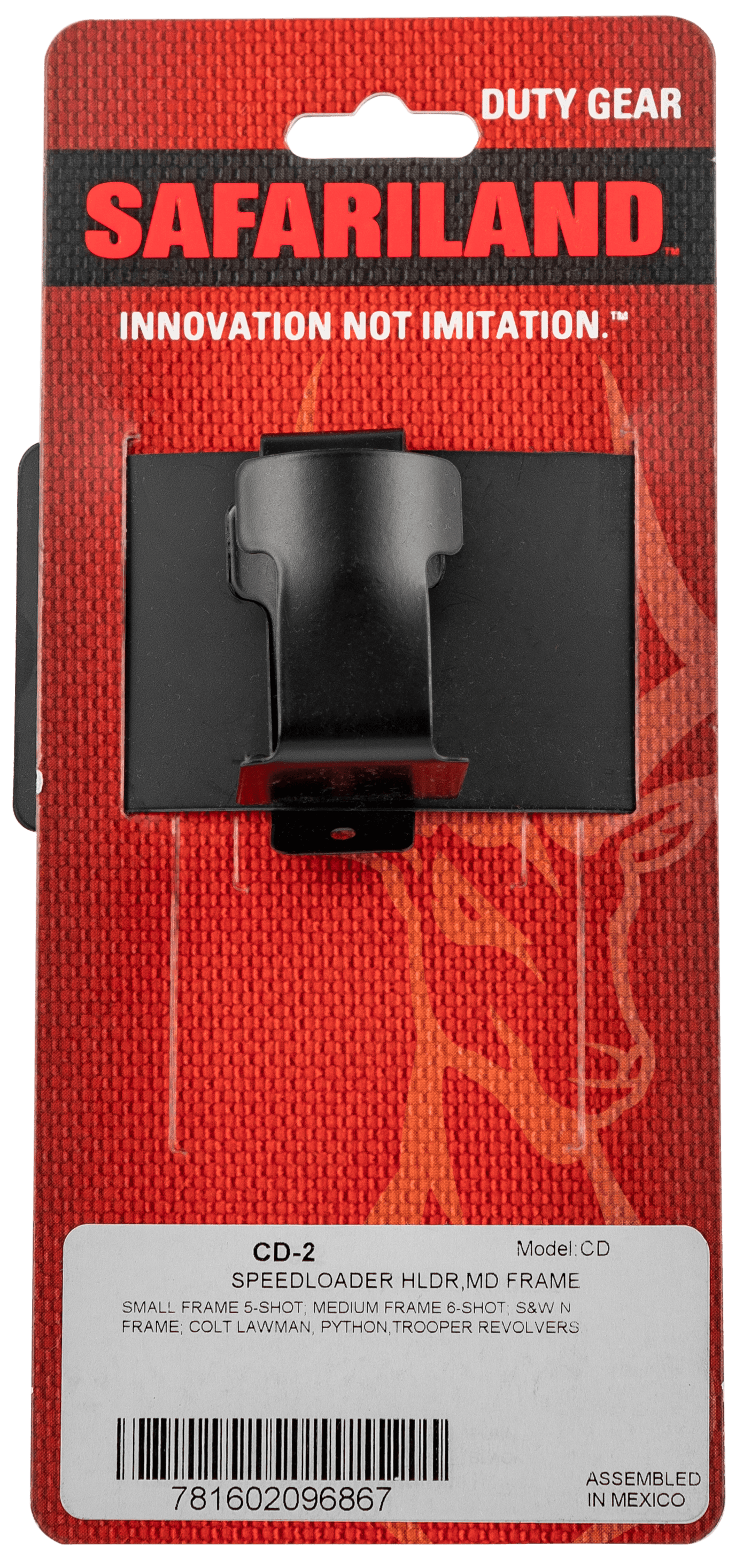 Safariland CD2 CD-2 Speedloader Belt Holder Black Epoxy Coated Steel, Belt Clip Mount Fits Belts Up To 2", Compatible With Small 5 Shot or Medium 6 Shot Frames