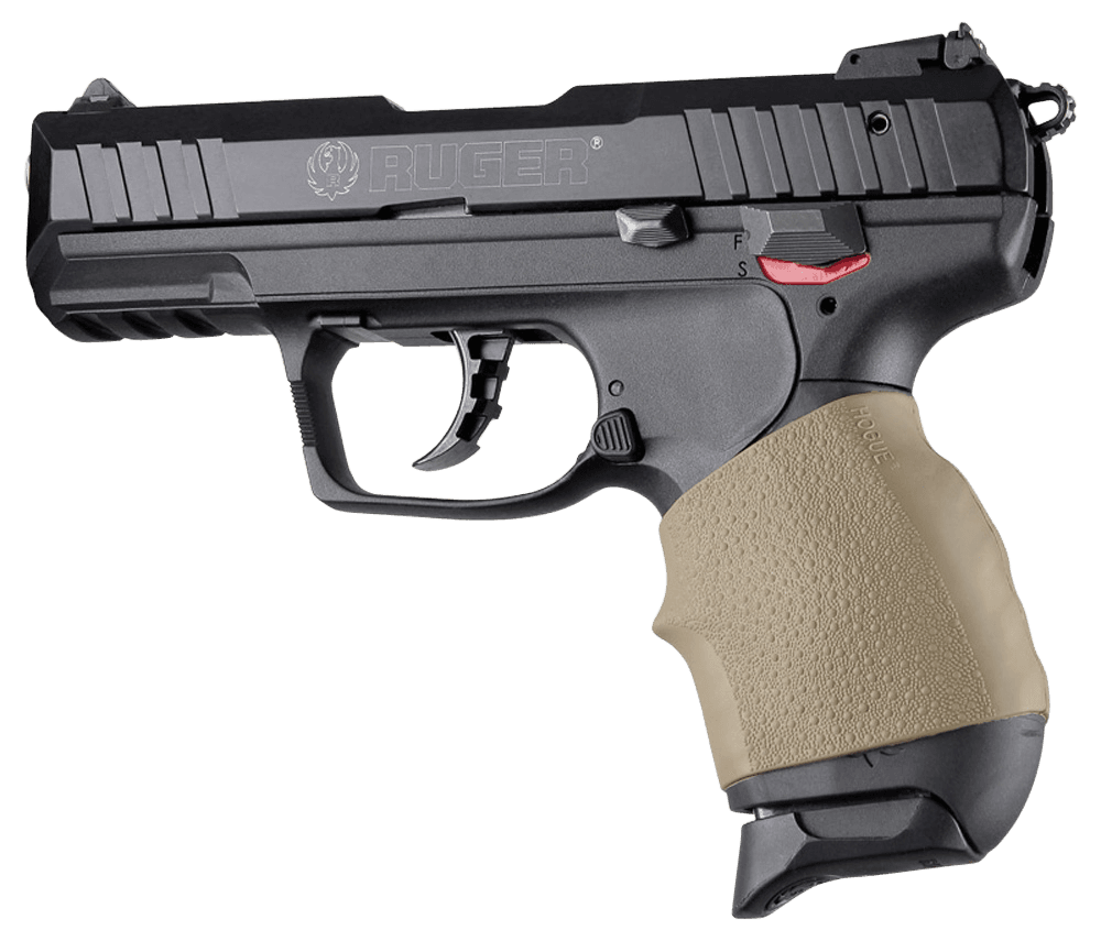 Hogue HandAll Jr Grip Sleeve Rubber DarkEarth Finger Groove Fits Most Pistols