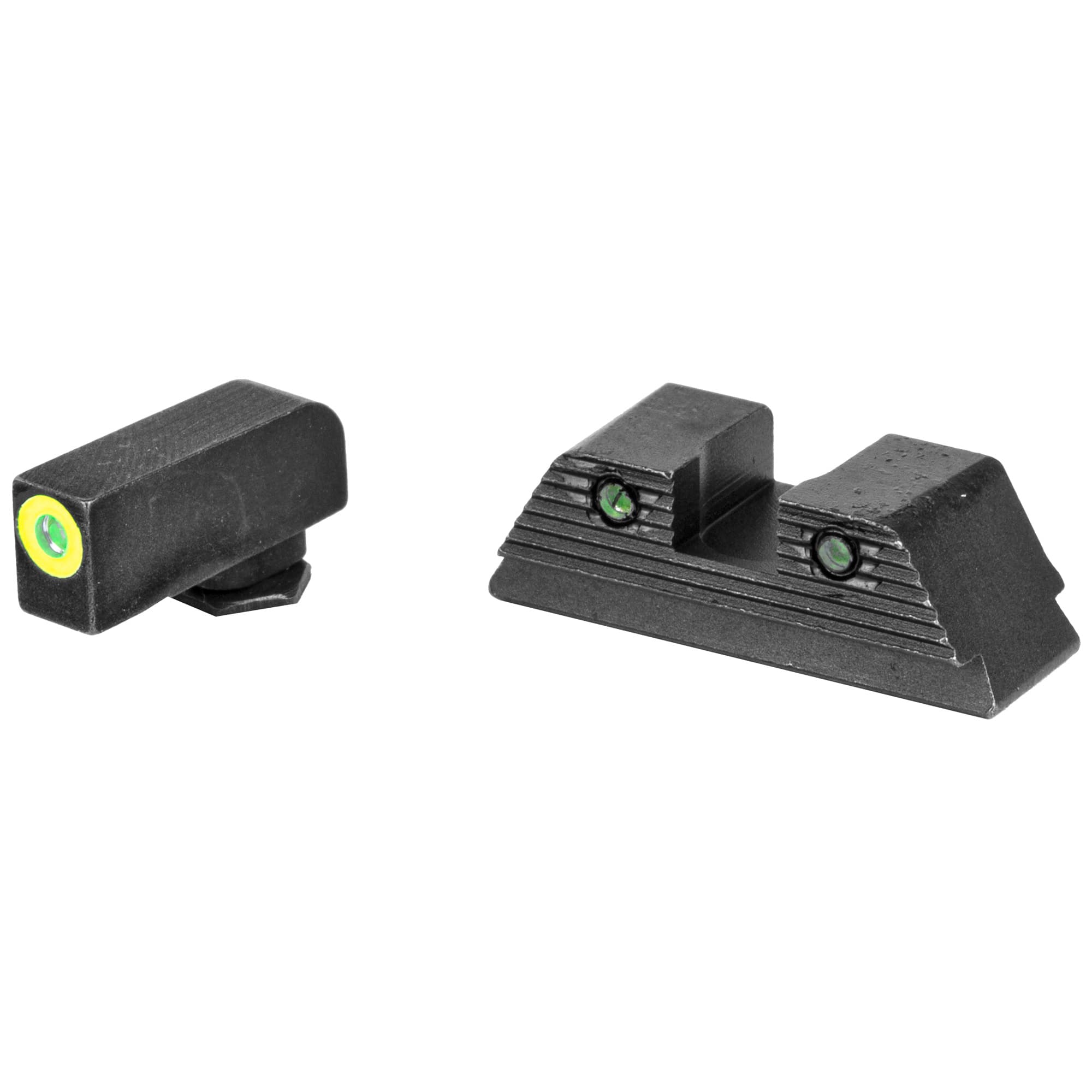 AmeriGlo GL821 Trooper Sight Set Glock Front Green Tritium Lumigreen Outline Rear Green Tritium Outline