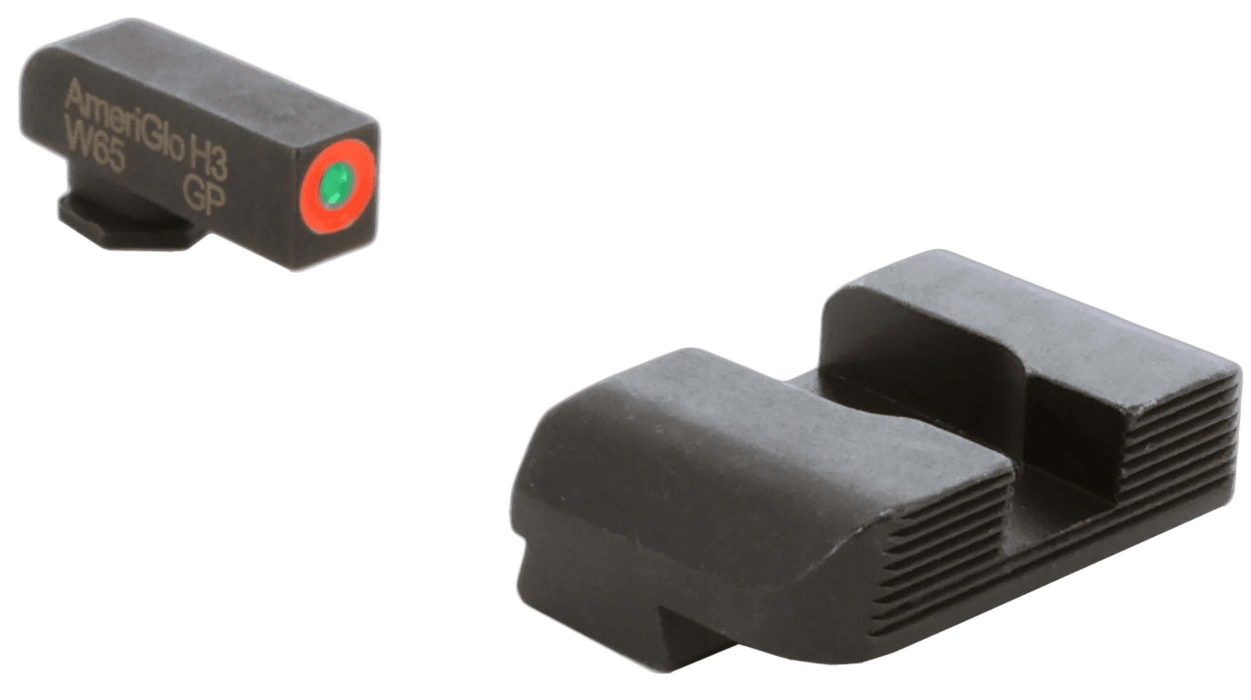 AmeriGlo GL434 Glock Front Rear Sight Set Green Tritium Orange Outline Gen 1-4