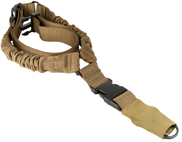Aim Sports AOPS01T One Point Sling made of Tan Elastic Webbing with 26" OAL, 1.25" W & Bungee Design for Rifles