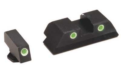 AmeriGlo GL119 Glock Tritium Sight Set Green Front White Outline Rear