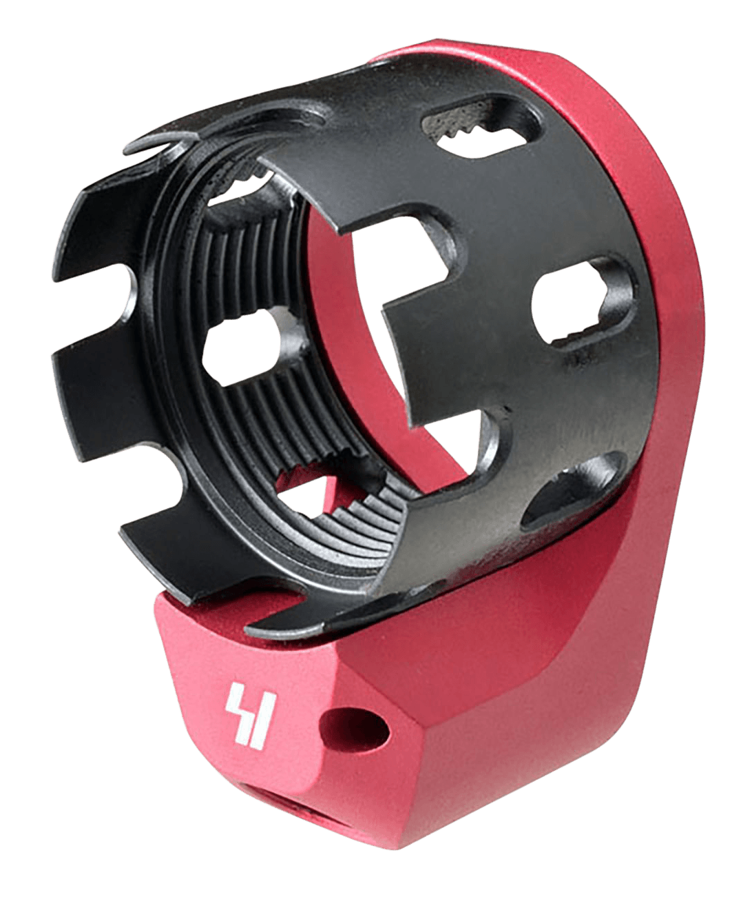 Strike Industries Tribus Enhanced Castle Nut and End Plate Red Hardcoat Anodized