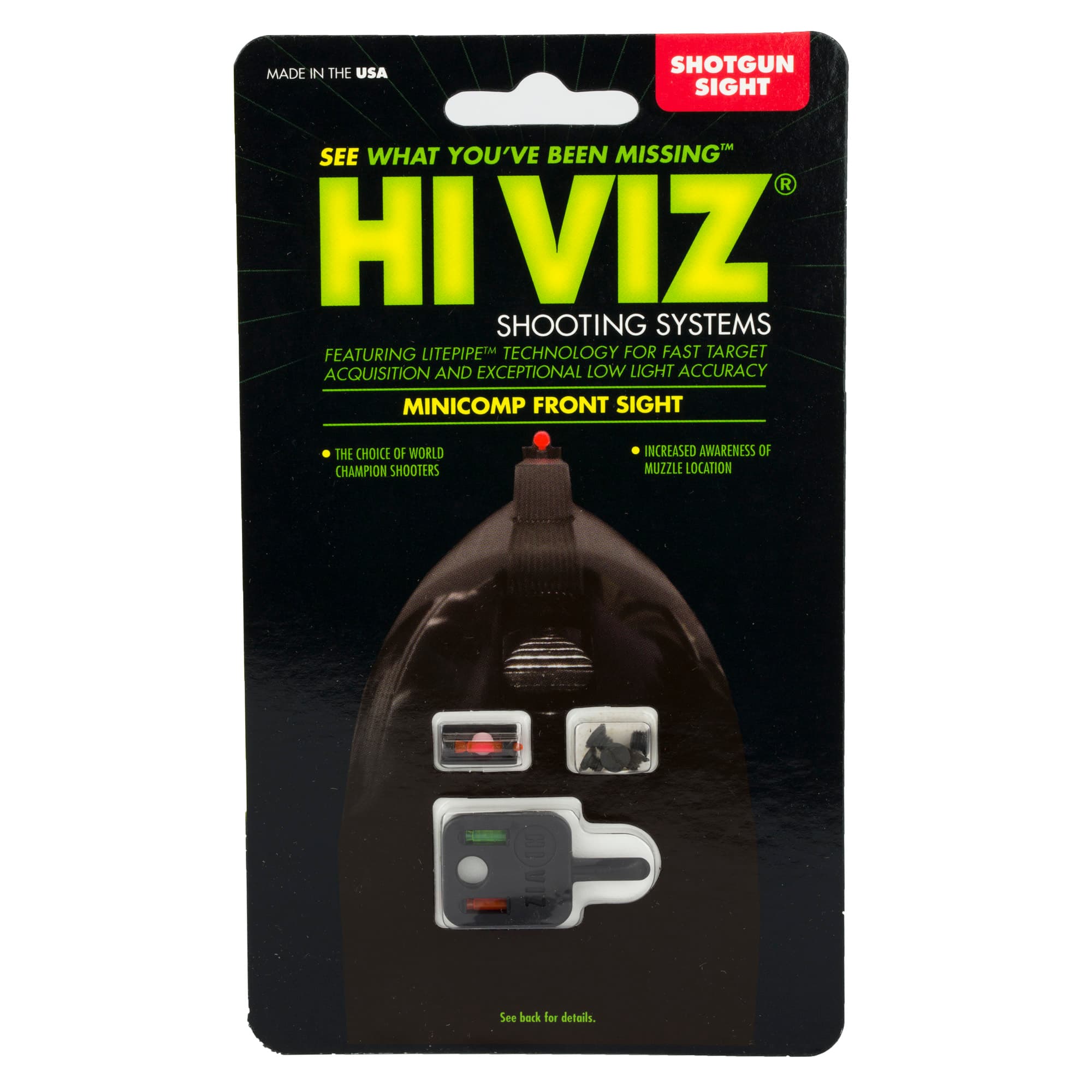 Hiviz MiniComp Interchangeable Shotgun Sight Green Red Orange LitePipe Threaded Front Bead