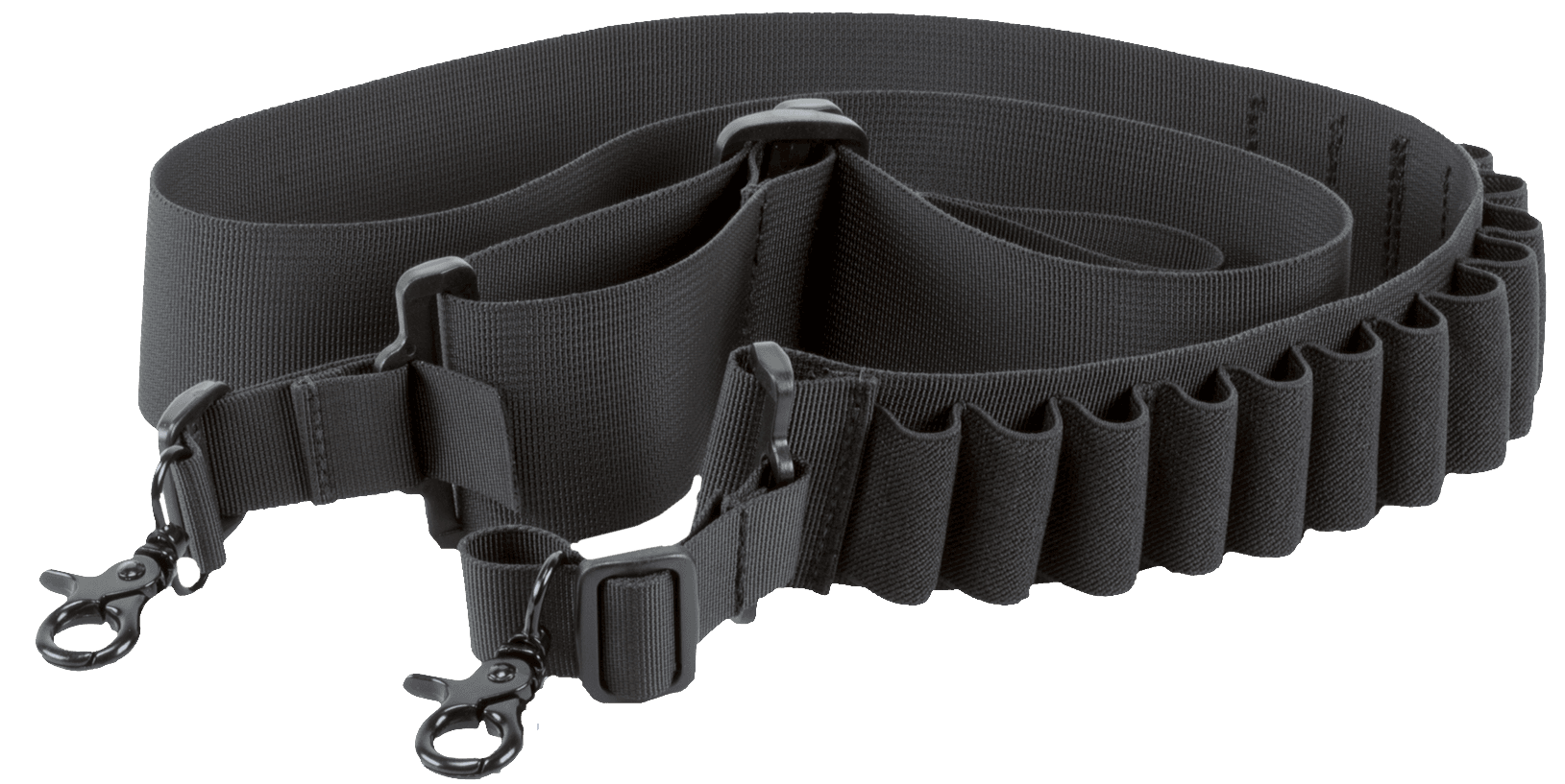 Aim Sports DSBS1 Deluxe  made of Black Nylon Webbing with Bandolier Design for Shotguns  Holds up to 14 Shells