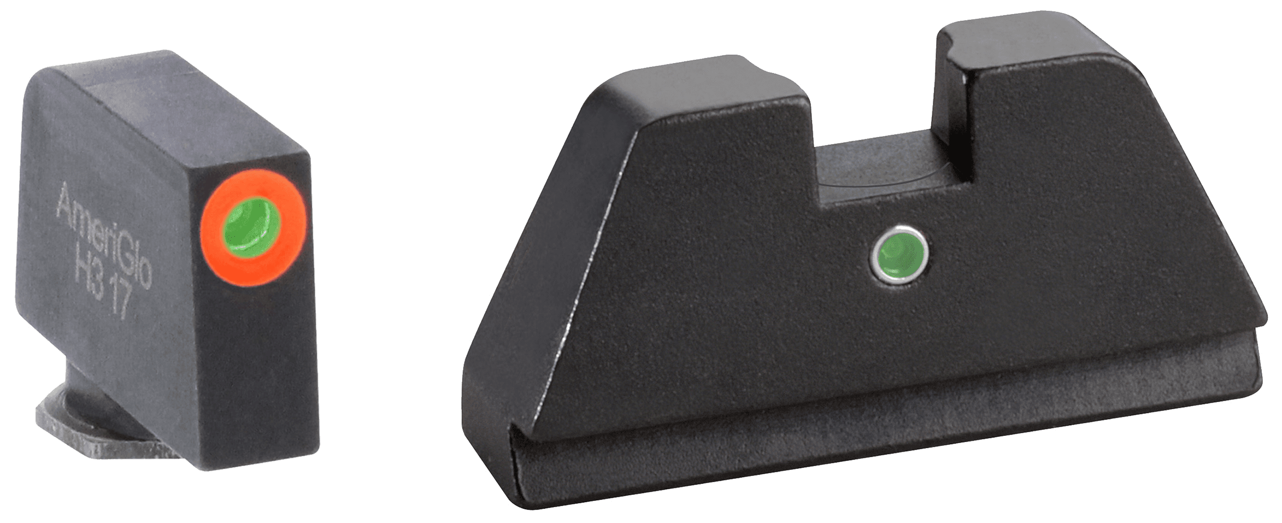 AmeriGlo Gl291 Optic Glock Sight Set Front GreenTritium Orange Rear iDot Green