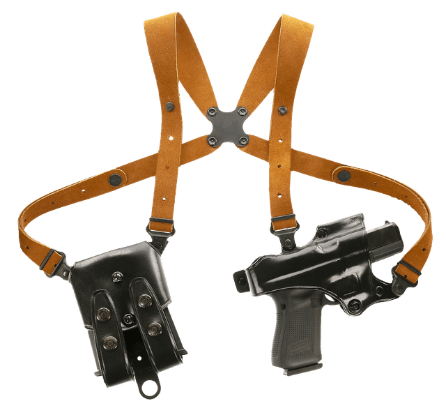 Galco JR224B Jackass Rig Shoulder System Size Fits Chest Up To 56" Black Leather Harness Compatible w/ Glock 19X/19 Gen1-5/Glock 23 Gen2-5 Right Hand