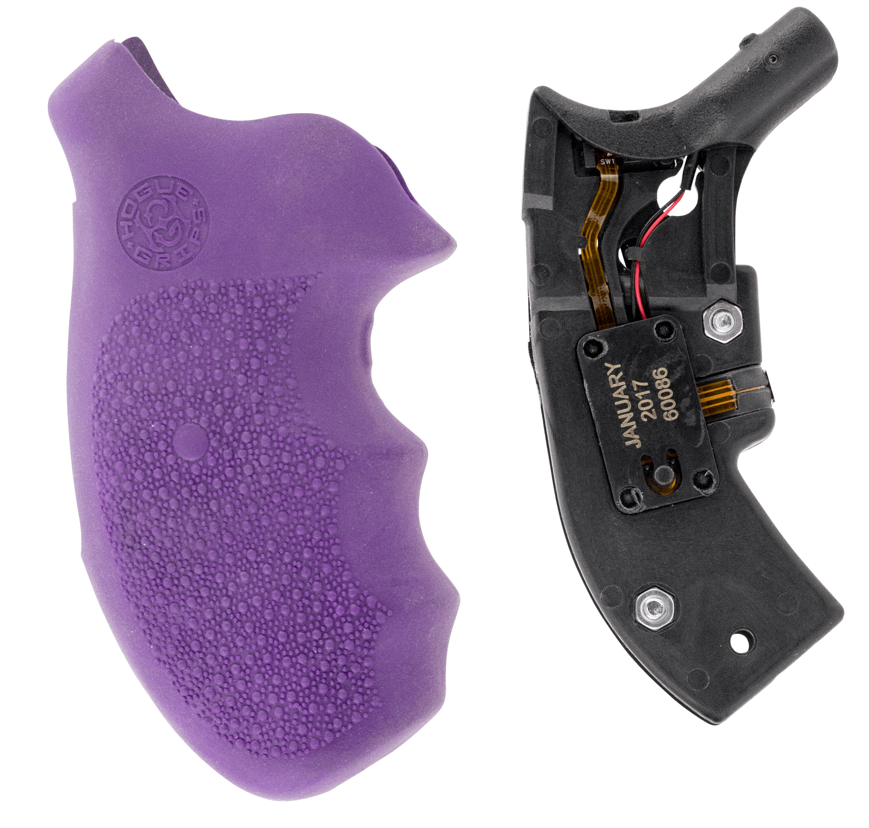 Hogue OverMolded Red Laser Monogrip Purple for Smith and Wesson J-Frame Round Butt