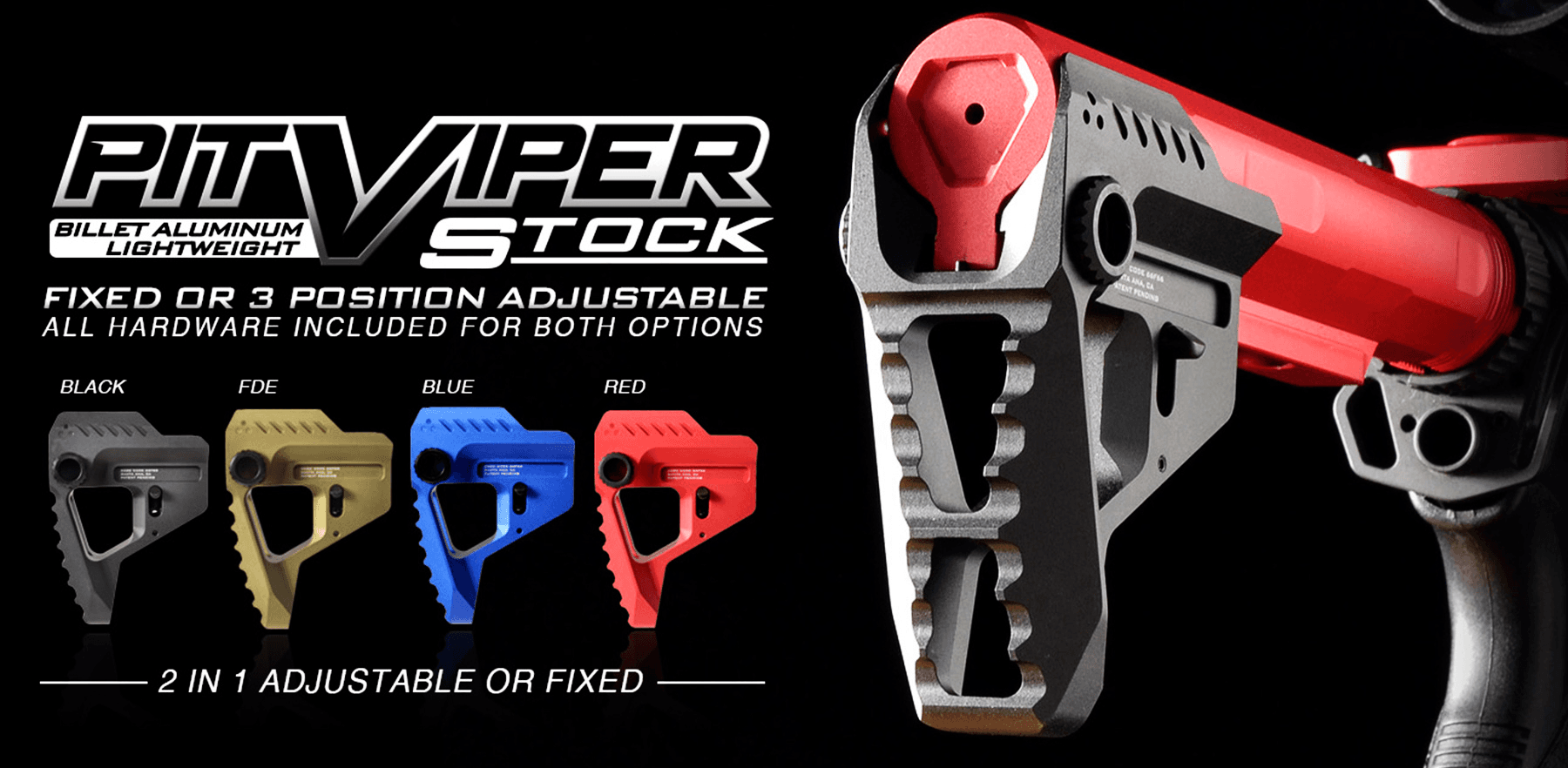 Strike Industries Pit Viper Stock Red Aluminum for AR Platforms