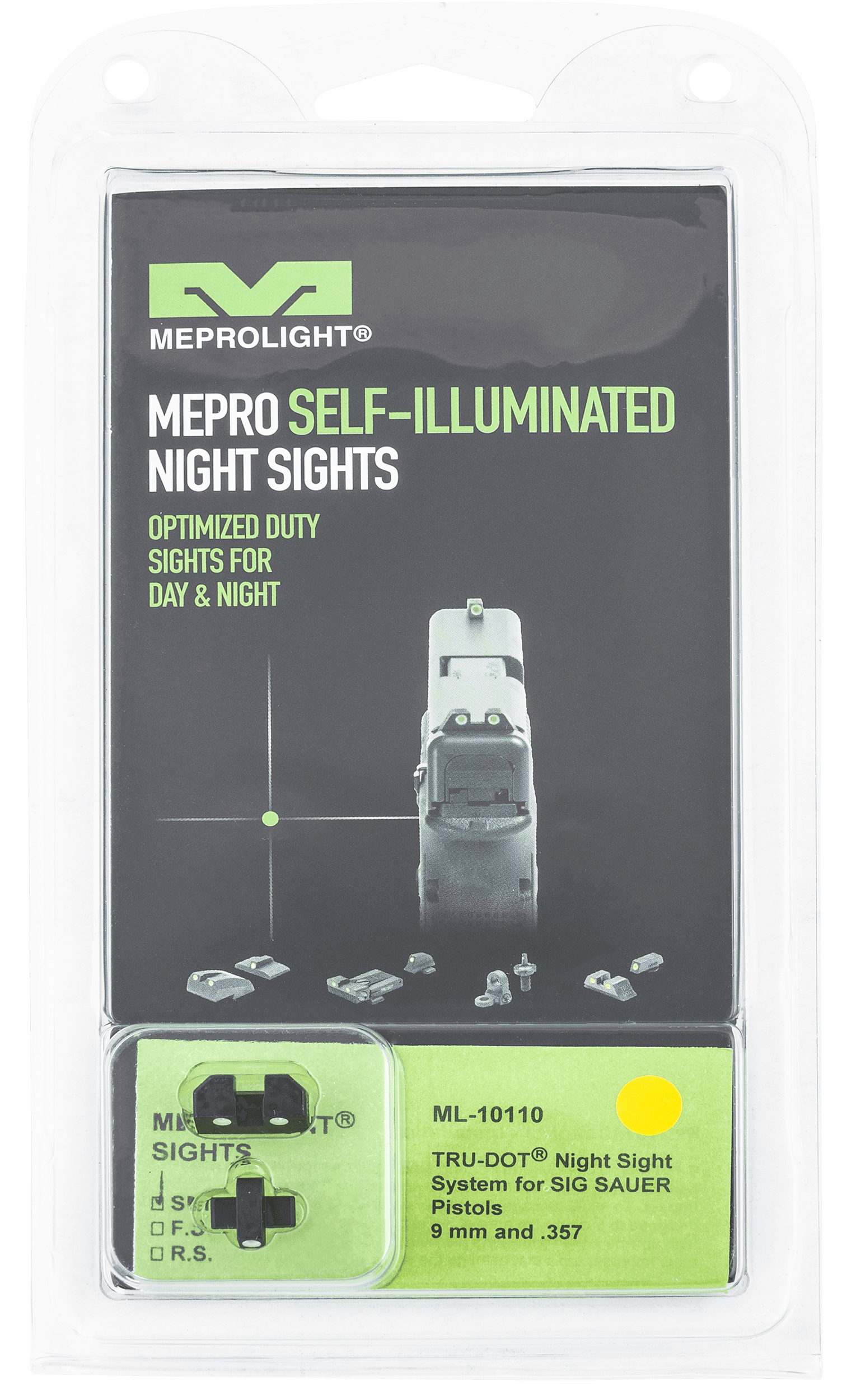 Meprolight Tru-Dot Green Front Sight White Outline Yellow Rear Sig P226 P320