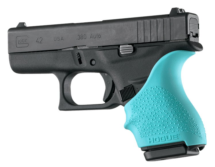 Hogue HandAll Beavertail Grip Sleeve for Glock 42/43 Textured Aqua Blue Rubber