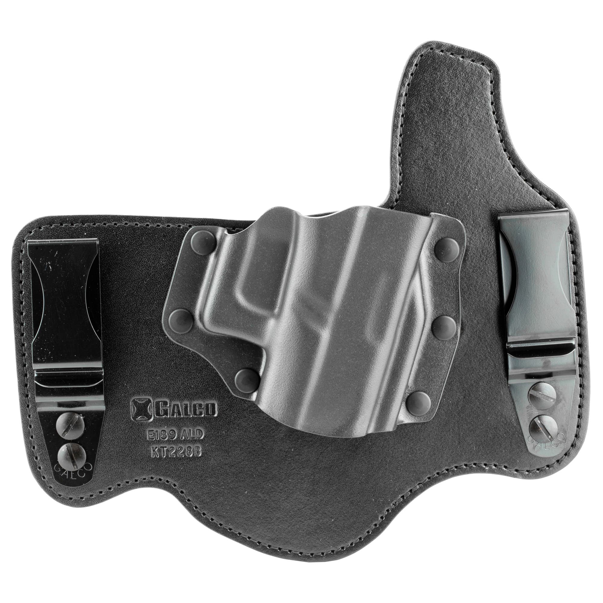 Galco KT228B KingTuk Deluxe IWB Black Kydex/Leather Compatible w/Glock 20/21/29/30 UniClip Mount Right Hand