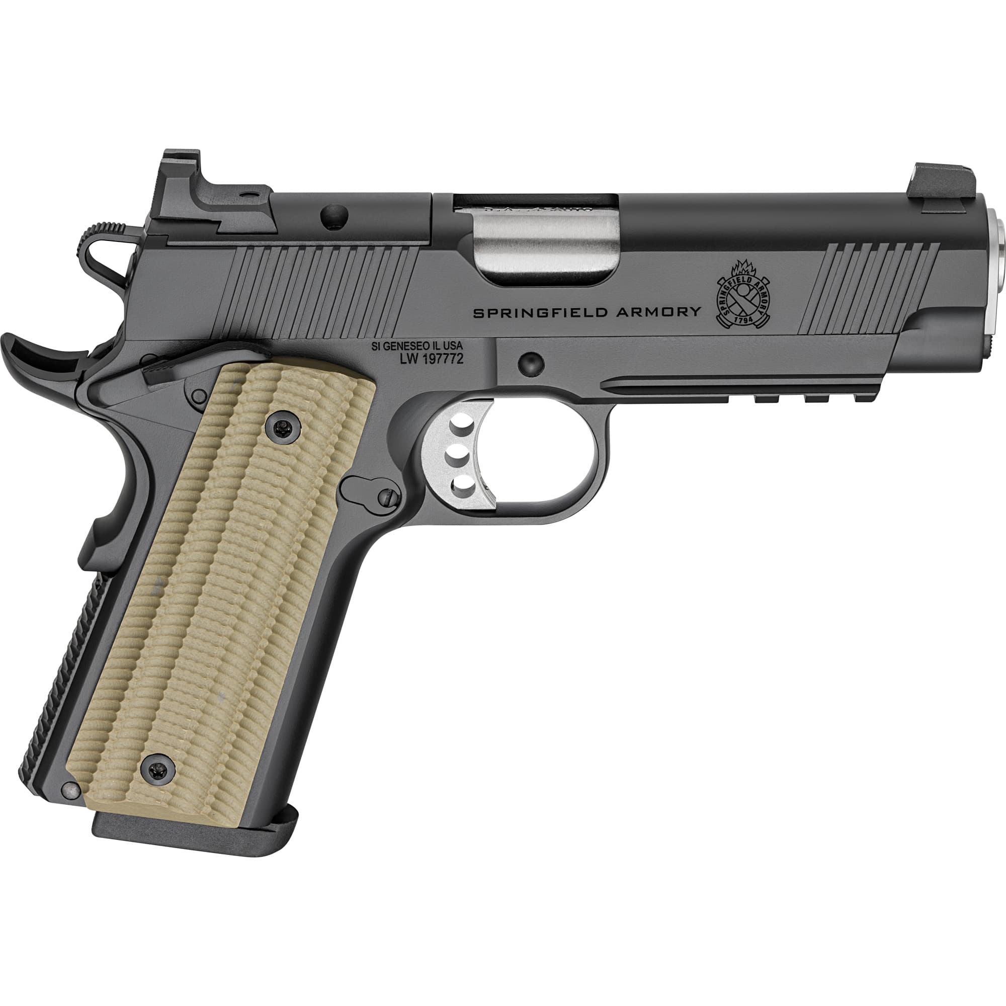 Springfield Armory PO9228AOS 1911 Operator 45 ACP 8+1 4" Black Cerakote Optic Ready Carbon Steel Slide Black Cerakote VZ G10 Grip