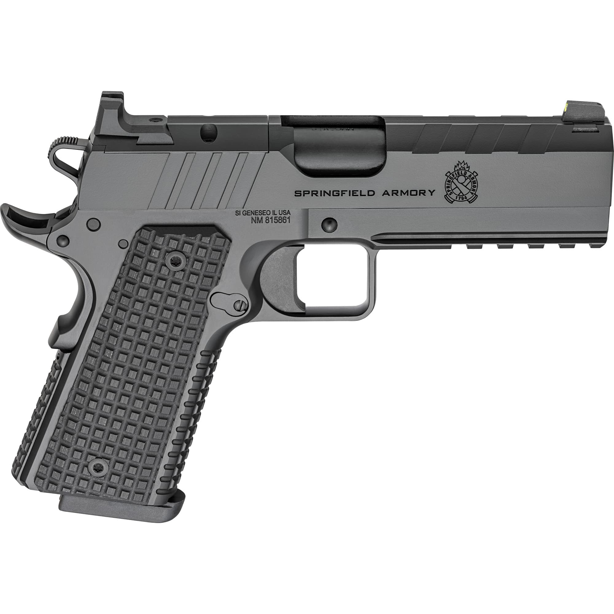 Springfield Armory PX9227LAOS 1911 Emissary 9mm 9+1 4.25" Stainless Steel Barrel Optic Ready Black Carbon Steel Slide VZ Grips Thin-Line G10 Grip