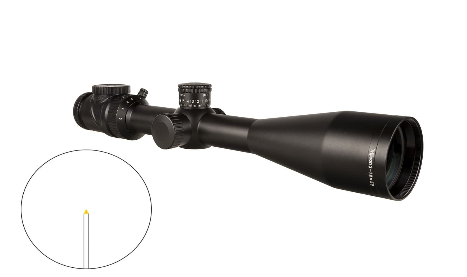 Trijicon AccuPoint 3-18x50 Riflescope Triangle Post Amber Illumination Second Focal Plane 1/4 MOA