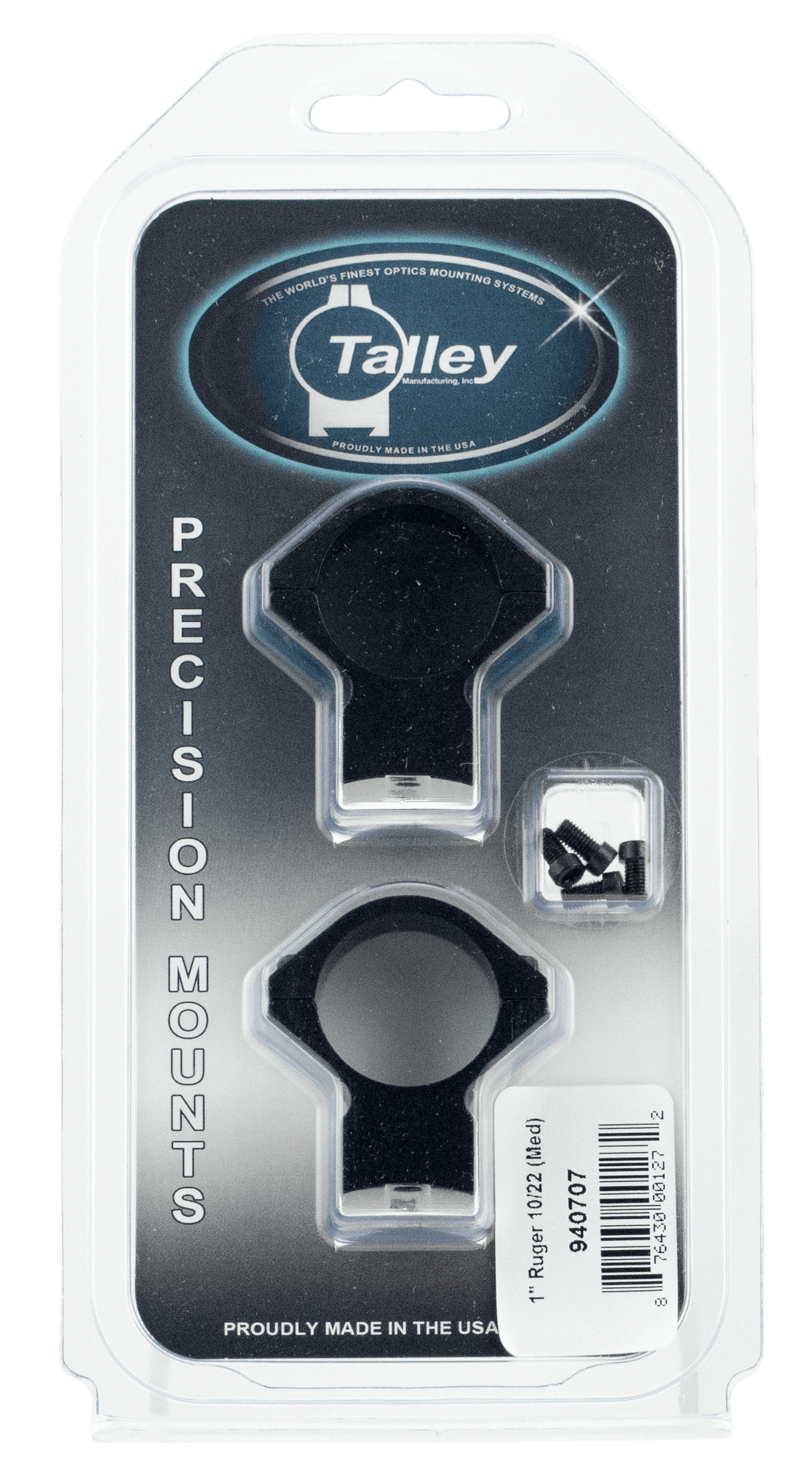 Talley Manufacturing Ruger 10/22 Scope Mount Ring Combo 1 Inch Matte Hardcoat Anodized