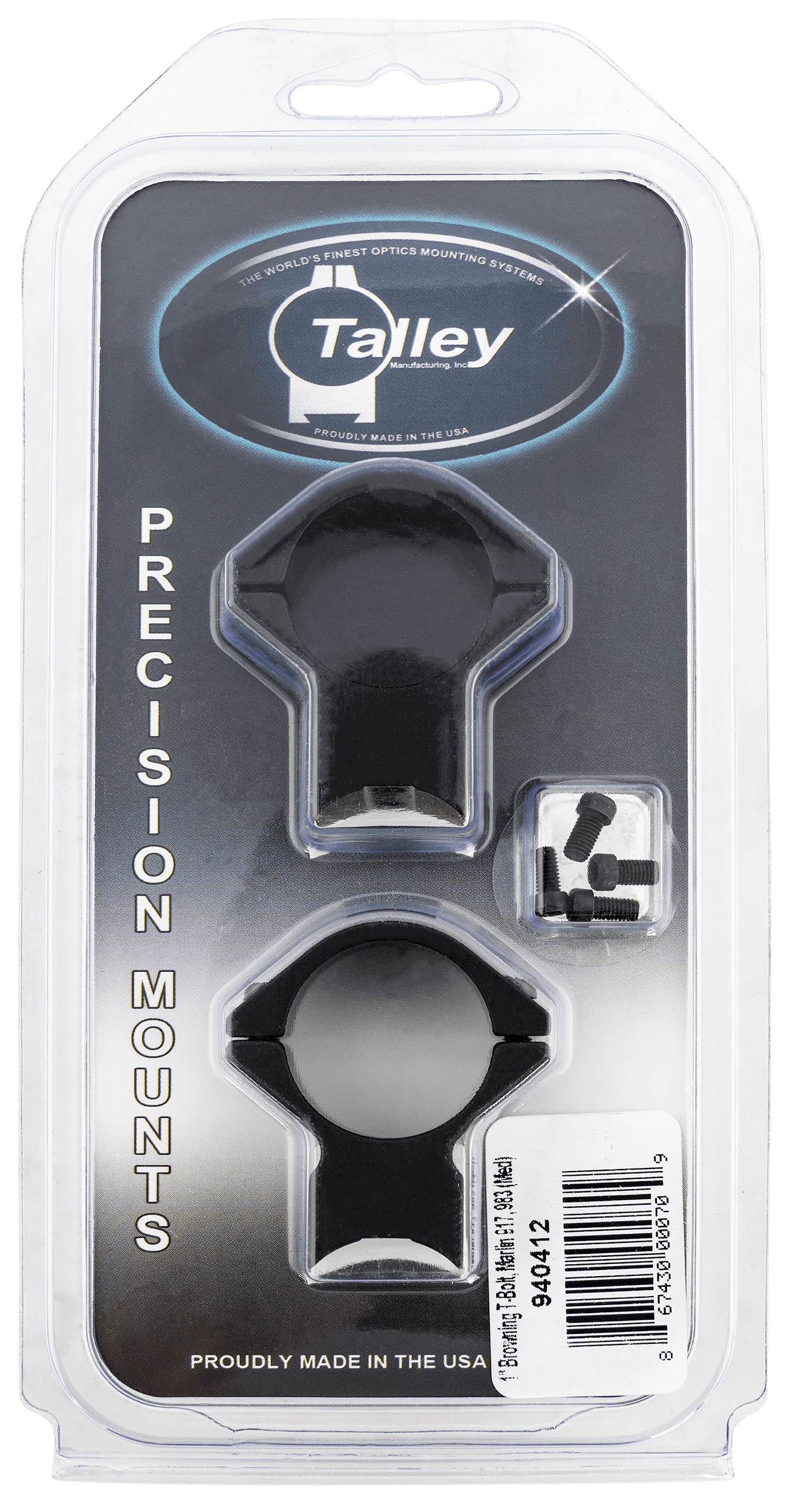 Talley Manufacturing Browning T-Bolt 1in Scope Mount Ring Combo Medium 0 MOA Aluminum