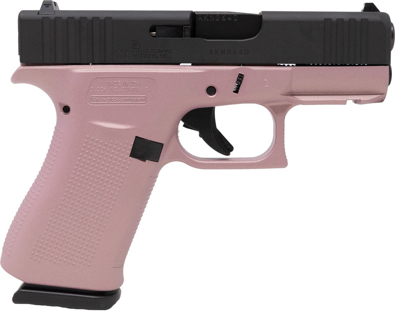 Glock G43X 9mm 3.41 Barrel 10 Round Pink Champagne Cerakote Apollo Custom Edition