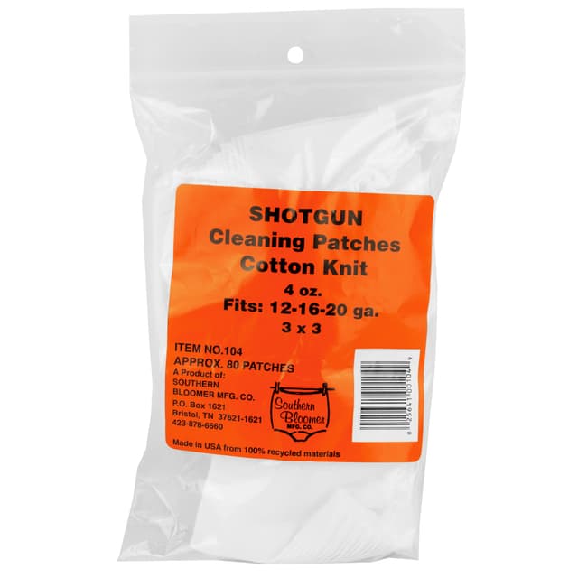 Southern Bloomer 104 Cleaning Patches Shotgun 12ga, 16ga, 20ga Cotton 85 Per Bag