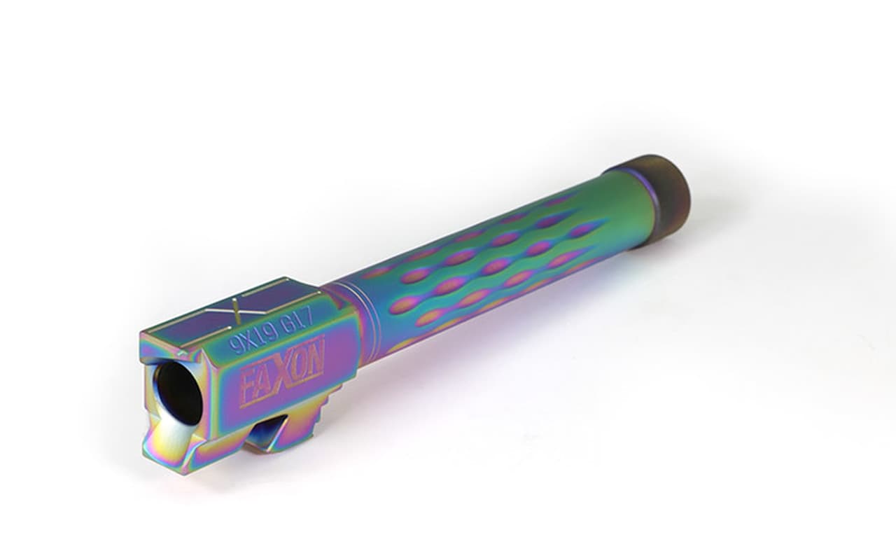 Faxon Firearms Match G17 Flame Fluted Barrel 416R Threaded Chameleon PVD 5 Inch