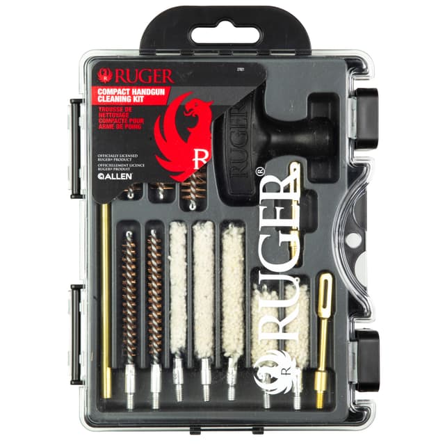 Allen Ruger Compact Handgun Cleaning Kit 14 Piece Molded Case 38 Special to 45 ACP