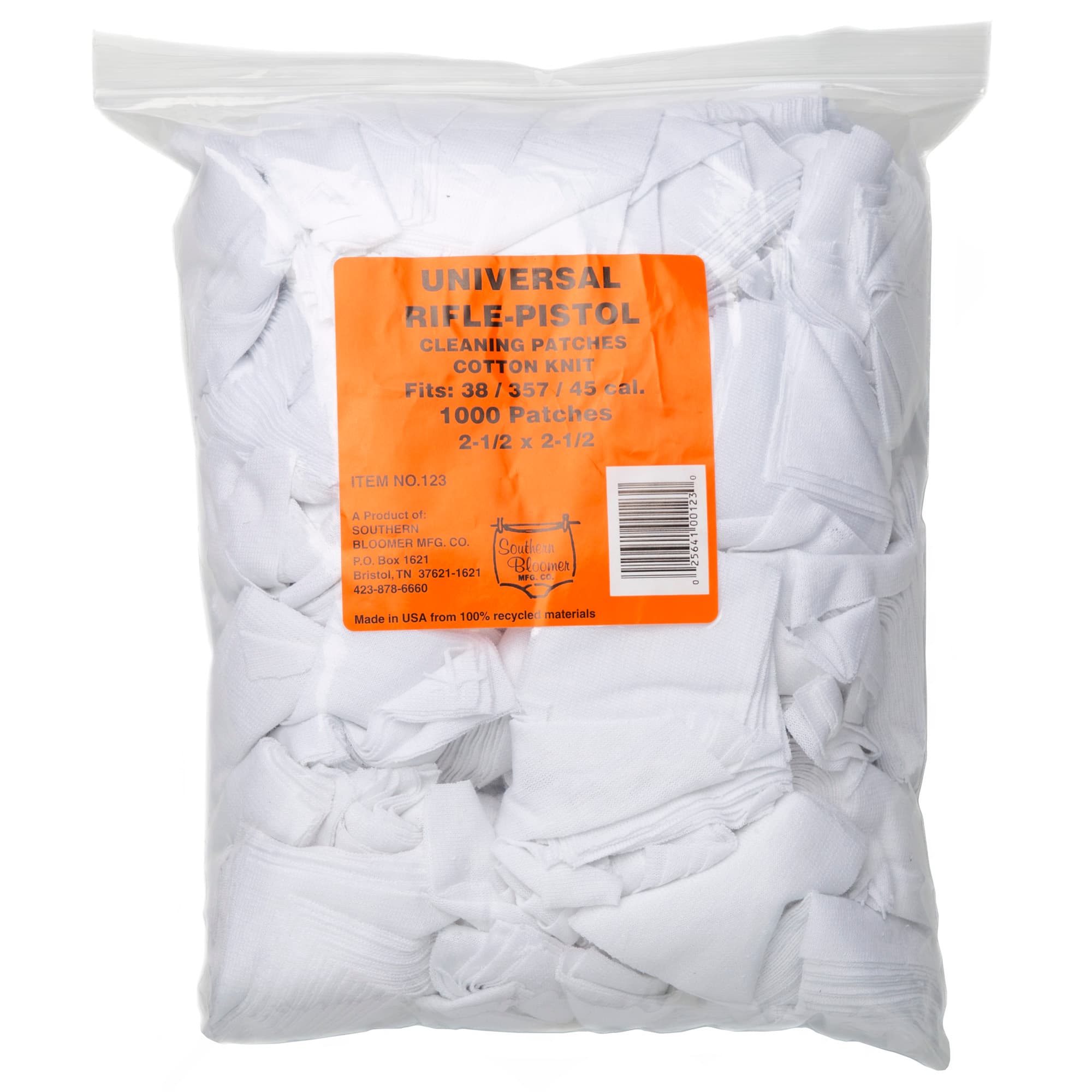 Southern Bloomer 123 Cleaning Patches  Multi-Caliber Cotton 1000 Per Bag