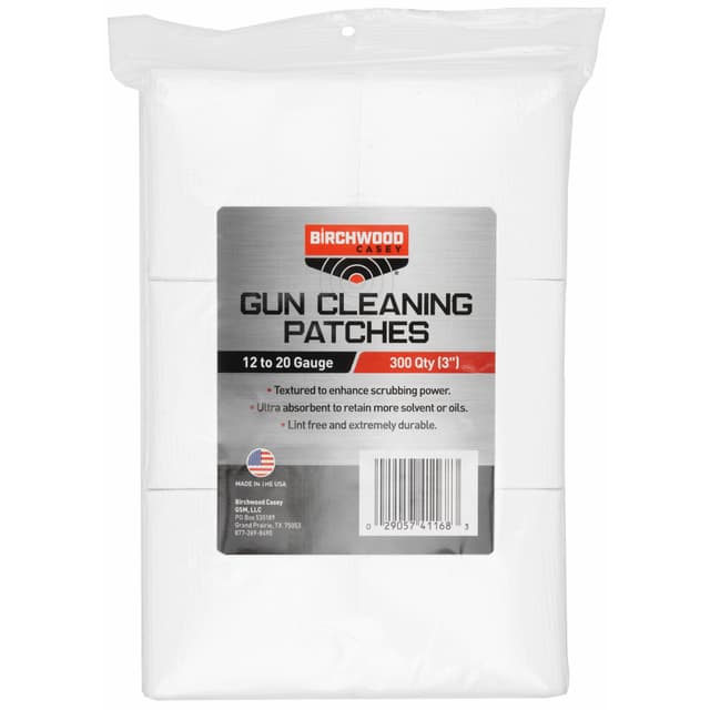 Birchwood Casey 41168 Gun Cleaning Patches 50 Cal/Multi-Gauge 3" Cotton 300 Per Bag