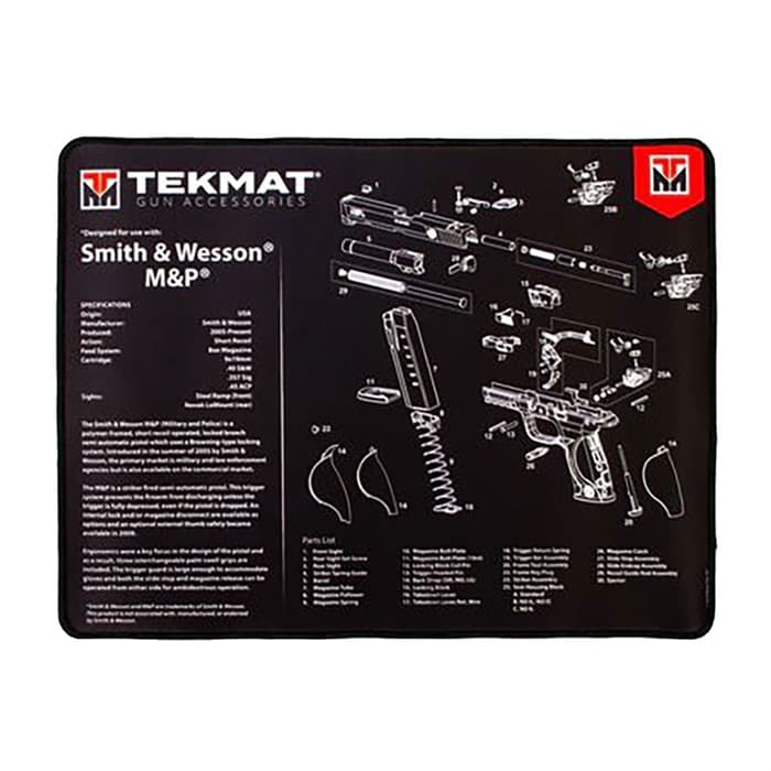 TekMat TEKR20SWNP S&W M&P Ultra 20 Cleaning Mat S&W M&P Parts Diagram 15" x 20"