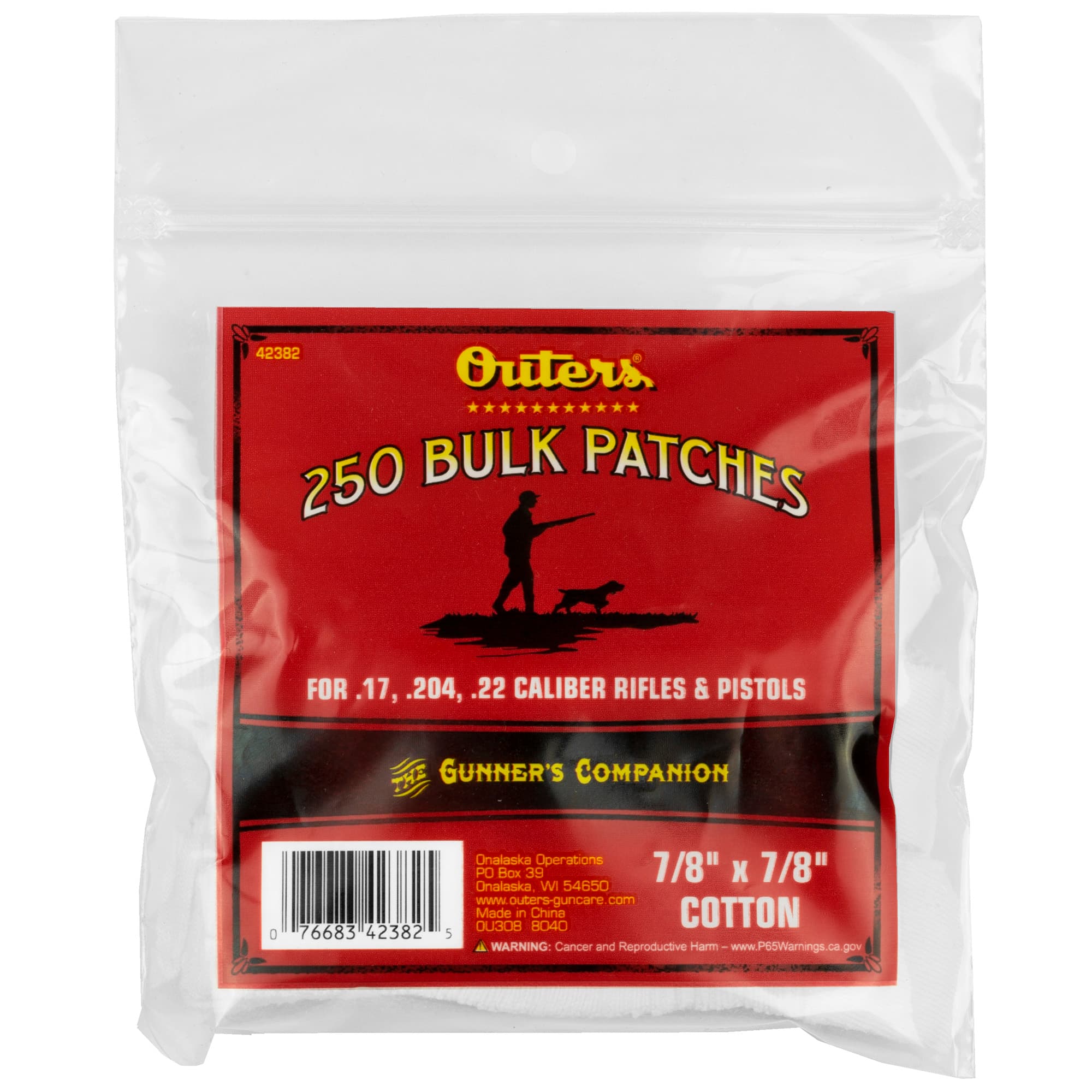 Outers Bulk Patches .17 - .22 cal 250/ct