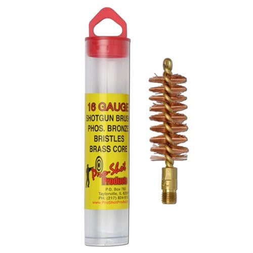 Pro-Shot Phosphorus Bronze Bristles/Brass Core Shotgun Bore Brush (5/16-27 Thread) 16 ga