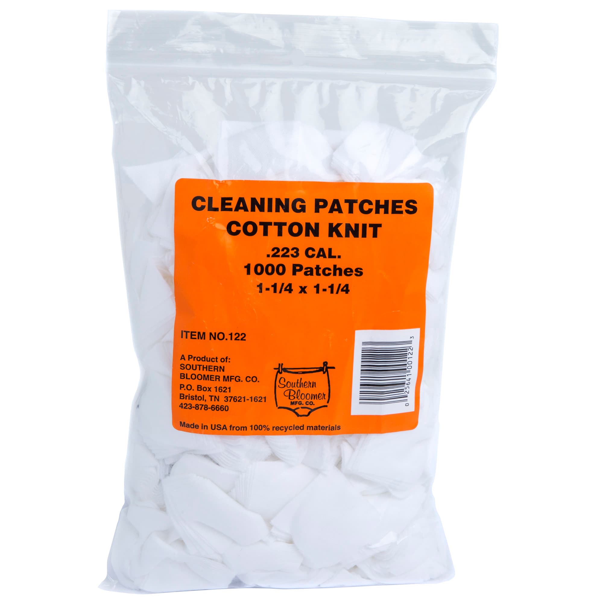 Southern Bloomer 122 Cleaning Patches  223 Rem,5.56x45mm NATO Cotton 1000 Per Bag