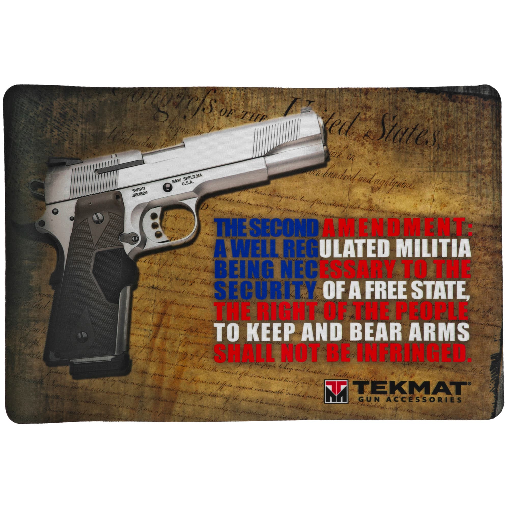 TekMat TEKR172AMEND Right To Bear Arms Cleaning Mat 2nd Amendment Illustration 11" x 17"