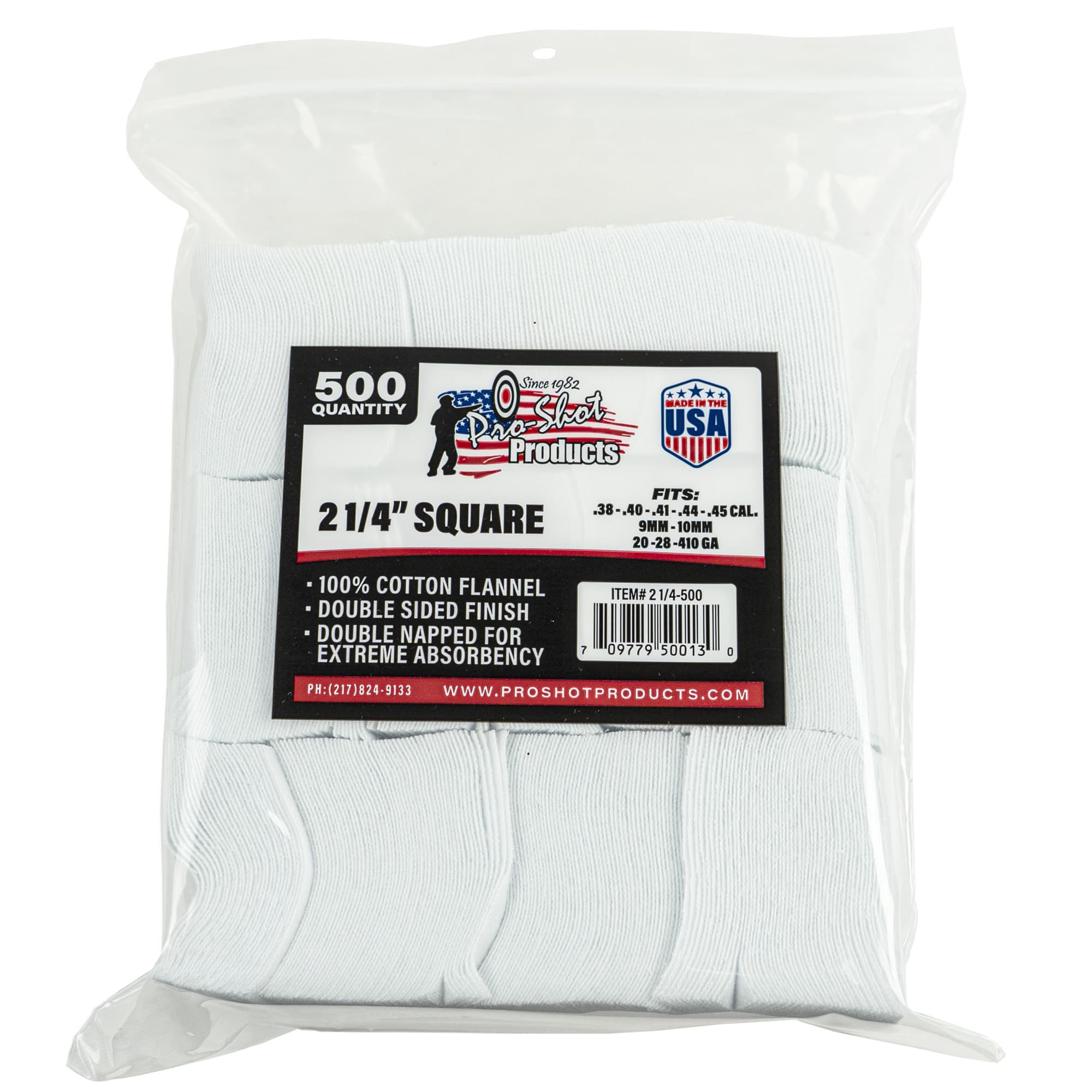 Pro-Shot 2 1/4" Square 100% Cotton Patches 500/ct