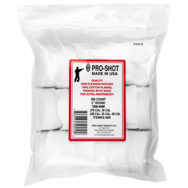 Pro-Shot 2" Round 100% Cotton Patches 500/ct