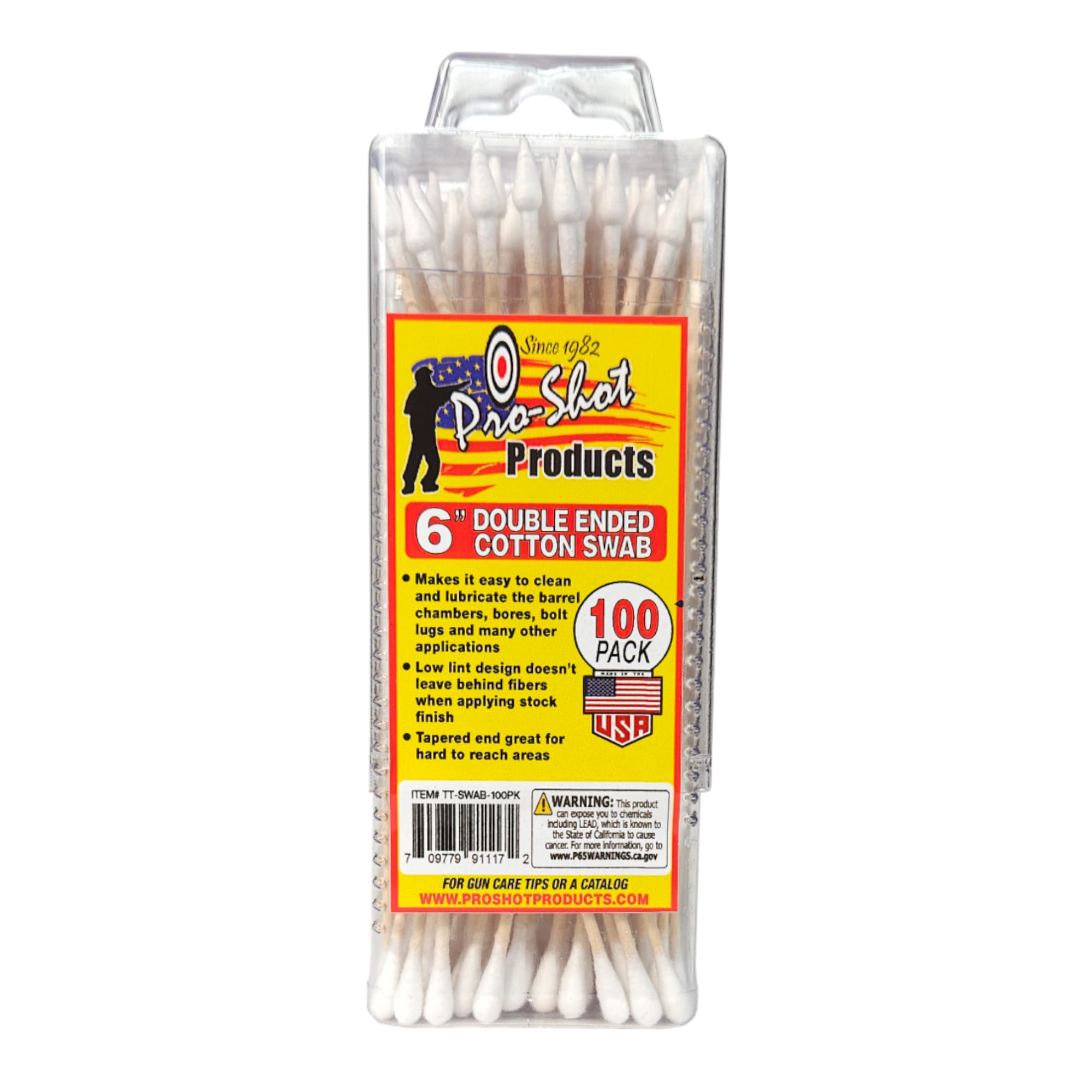 Pro-Shot  Cotton Cleaning Swab Double Ended 6" Cotton 100 Ct