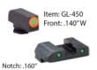 AmeriGlo Spartan Glock 42-43 Front Green Tritium Orange Outline Rear Green
