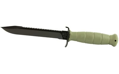 Glock KF039181 Field 7" Fixed Clip Point Plain/Saw Black High Carbon Steel Blade Battle Field Green Textured Trimond Polymer Handle Features Clamshell Packaging