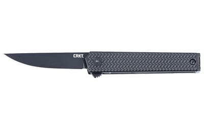 CRKT 7081D2K CEO Microflipper 2.36" Folding Drop Point Plain Black TiNi D2 Steel Blade, Black Textured Aluminum Handle