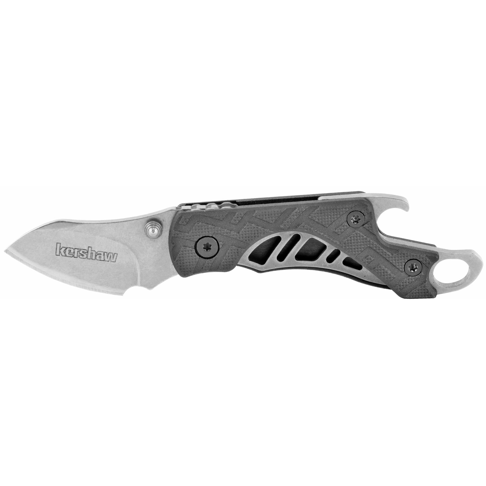 Kershaw 1025X Cinder  1.40" Folding Drop Point Plain Stonewashed 3Cr13MoV SS Blade Black Glass-Filled Nylon Handle Includes Key Ring